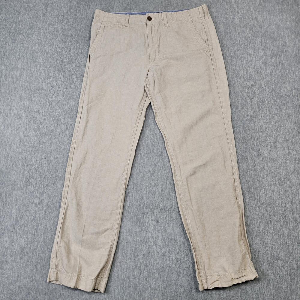 Banana Republic Pants Mens 34x34 (36x32) Straight Chino Linen Cotton Pinstripe